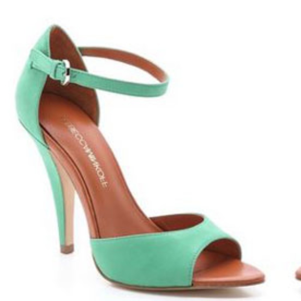 Rebecca Minkoff Mint Green Suede Ankle Strap Pumps